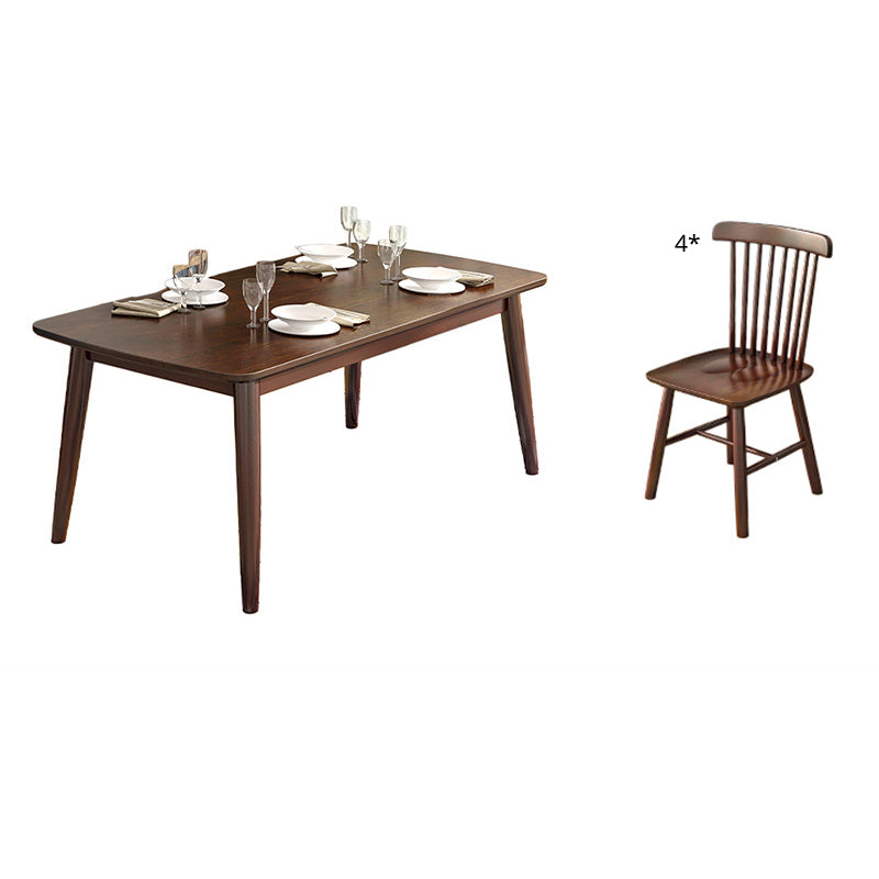 Minimalist Style Dining Table with Fixed Solid Wood Dining Table and Chairs for Home Use
