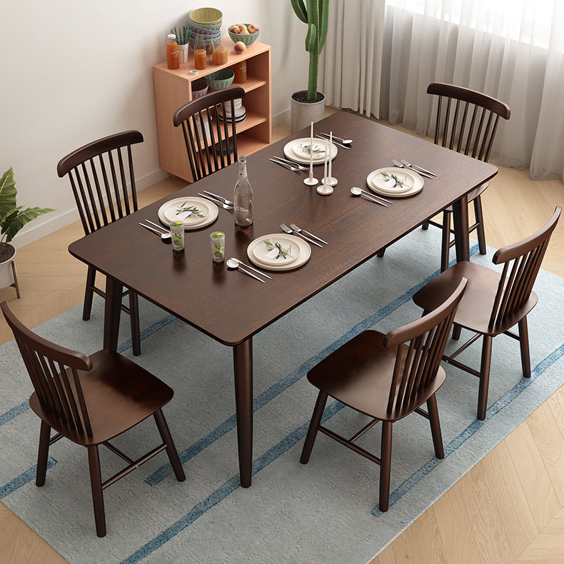 Minimalist Style Dining Table with Fixed Solid Wood Dining Table and Chairs for Home Use