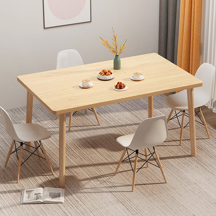 Standard Height Wooden Top Dining Set with 4 Light Brown Wood Legs for Dining Furniture