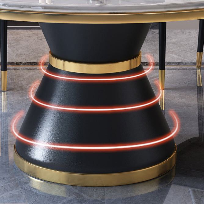 Round Kitchen Galm Sintered Stone Dining Table of Traditional Height for Dining Room Sets