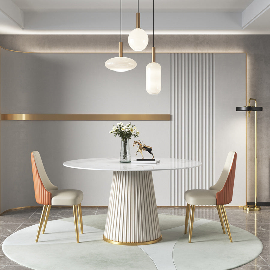 Nordic Sintered Stone Dining Room Set with Round Leg Dining Furniture for Home Use