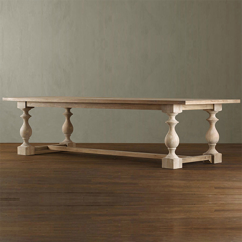 Farmhouse Style Fixed Solid Wood Dining Room Table with 4 Solid Wood Legs Kitchen Dining Set