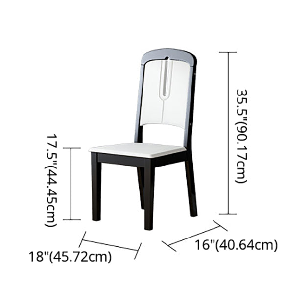 Traditional Style Marble Dining Set with White Fixed Table and 4 Black Legs Base