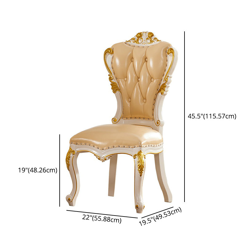 Juego de mesa de mármol victoriano de 5/7 con mesa rectángica de comedor con cávidos con sillas de cuero