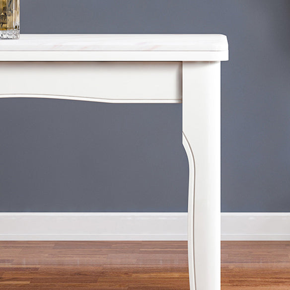 Victorian Style Marble Dining Set with White Fixed Table and 4 Legs Base