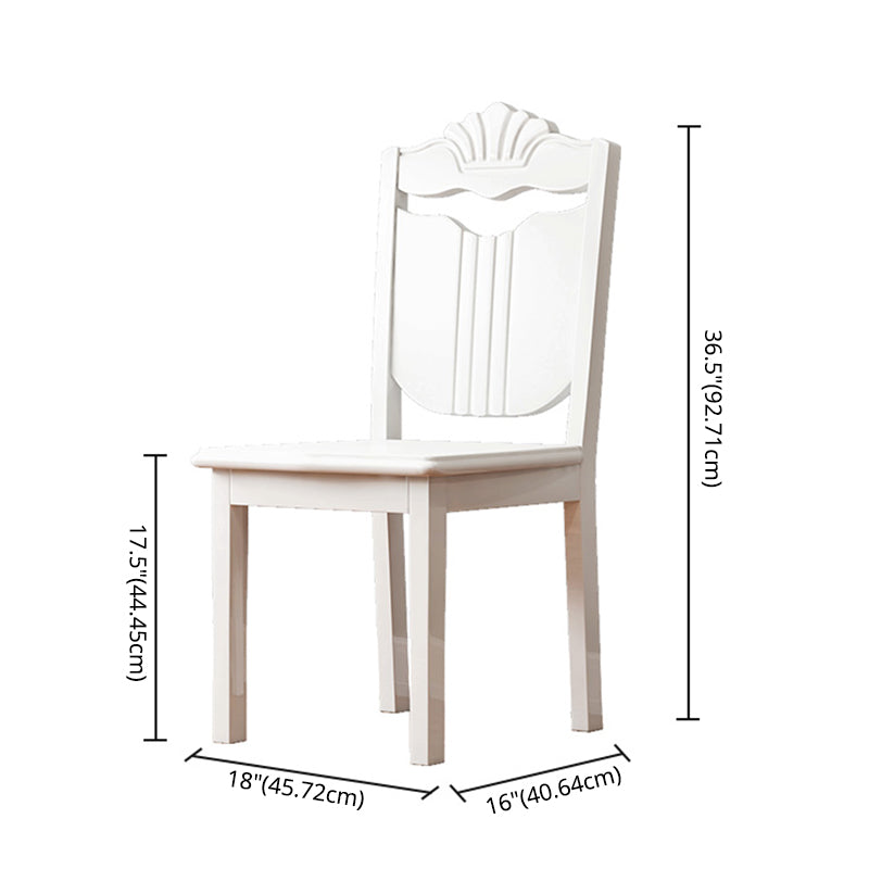 Victorian Style Marble Dining Set with White Fixed Table and 4 Legs Base