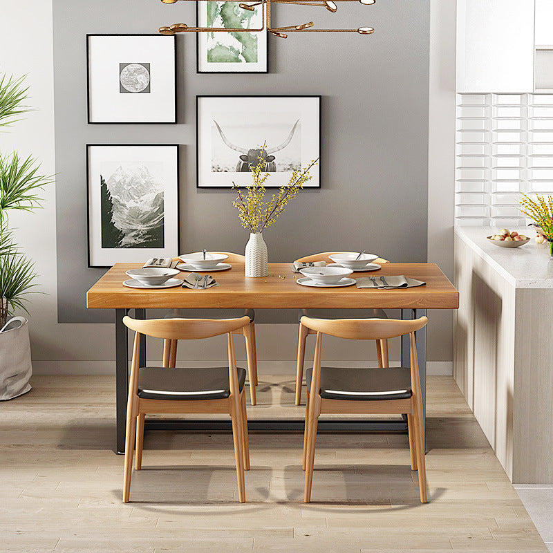 Industrial Dining Table Set with Rectangle Top and Trestle Base Kitchen Furniture