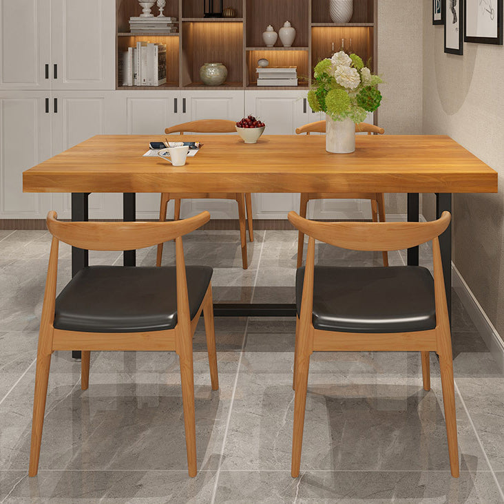 Industrial Dining Table Set with Rectangle Top and Trestle Base Kitchen Furniture