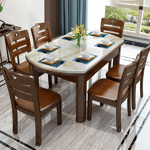 Modern Marble Rectangle Shape Dining Furniture 4 Wood Legs Table Formal for Dining Room Furniture