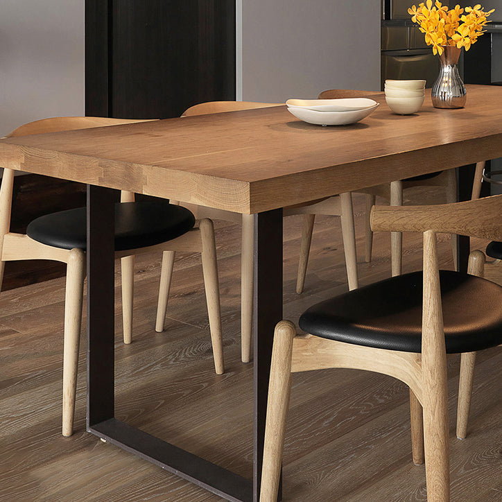Rectangle Industrial Style DiningRoomTableSet Solid Wood Top DiningSet with 4 Legs Table