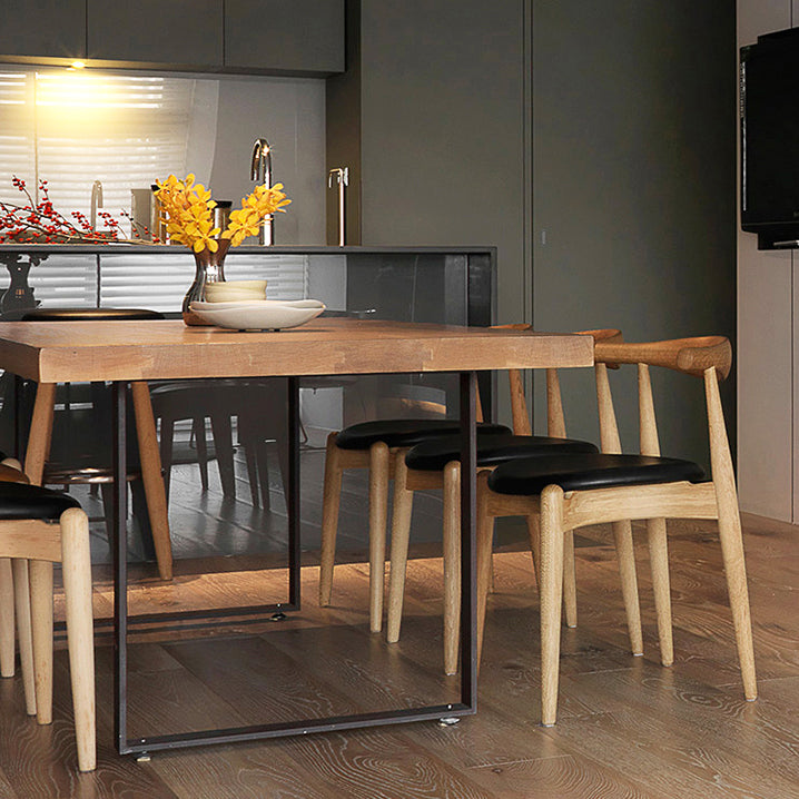 Rectangle Industrial Style DiningRoomTableSet Solid Wood Top DiningSet with 4 Legs Table