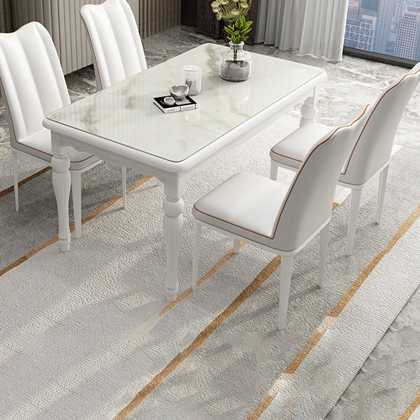 Traditional Solid Wood Top Dining Set with 4 White Solid Wood Legs for Dining Furniture