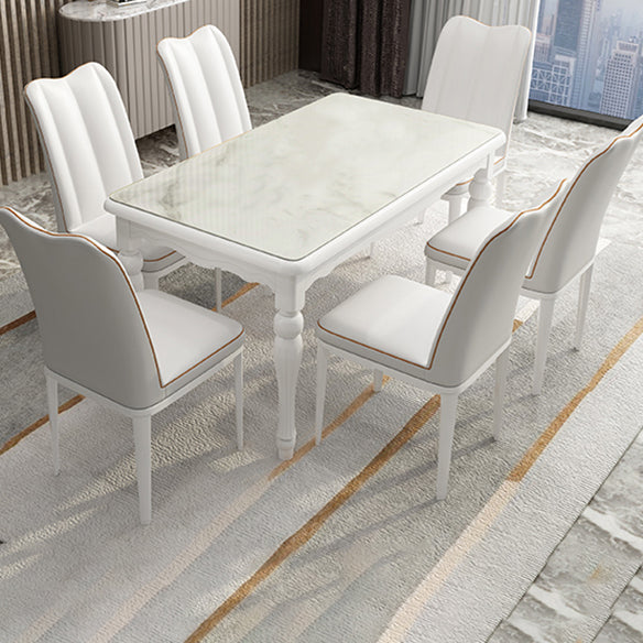 Traditional Solid Wood Top Dining Set with 4 White Solid Wood Legs for Dining Furniture