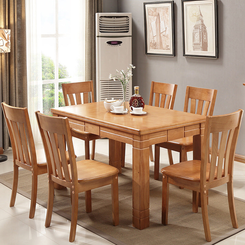 Traditional Wooden Dining Room Set with Rectangle Top and 4 Legs Base Dining Furniture