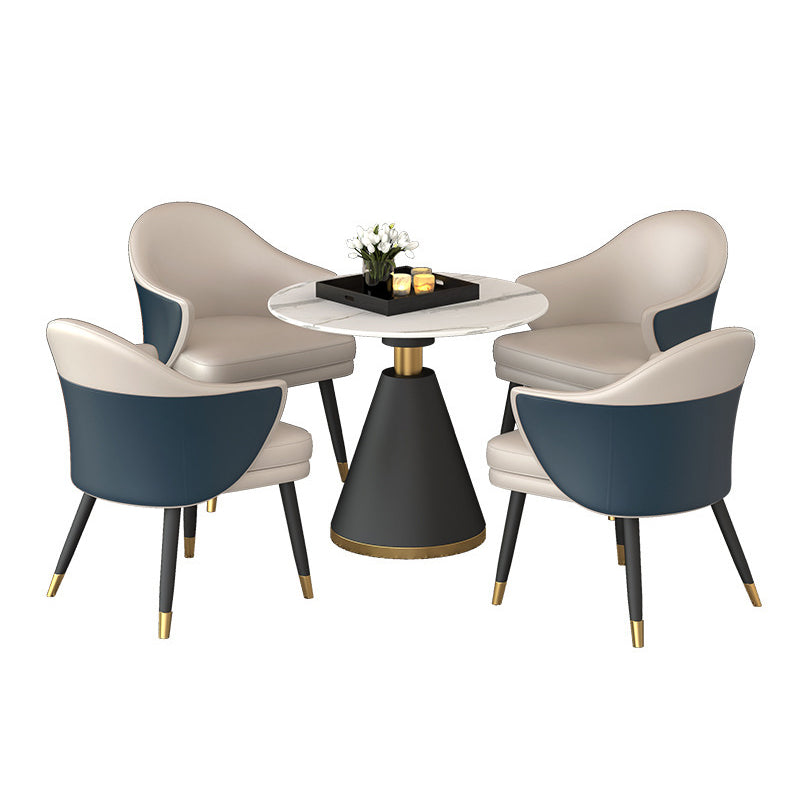 Scandinavian Kitchen Dining Room Set with  Sintered Stone Top and Black Base Dining Furniture