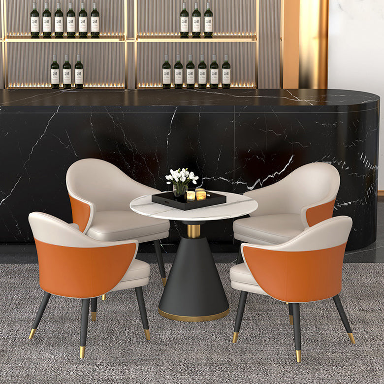 Scandinavian Kitchen Dining Room Set with  Sintered Stone Top and Black Base Dining Furniture