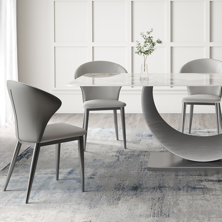 Tavolo da pranzo in pietra sinterizzato moderno tavolo da pranzo rettangolare con base di metallo