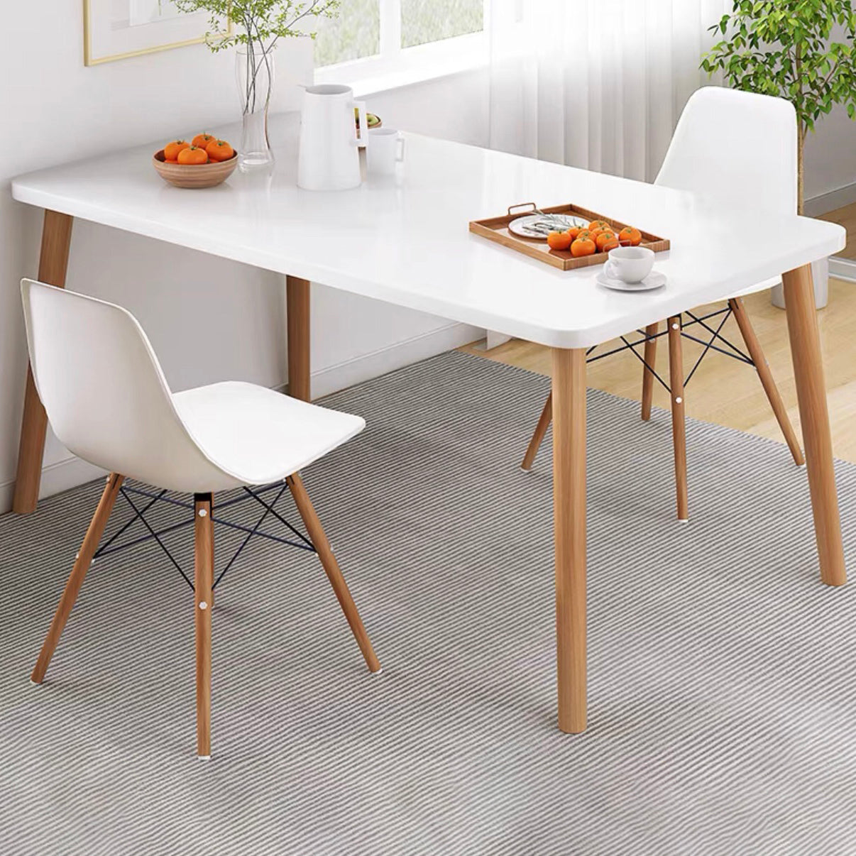 Standard Height Wood Top Dining Set with 4 Light Brown Wood Legs for Dining Furniture
