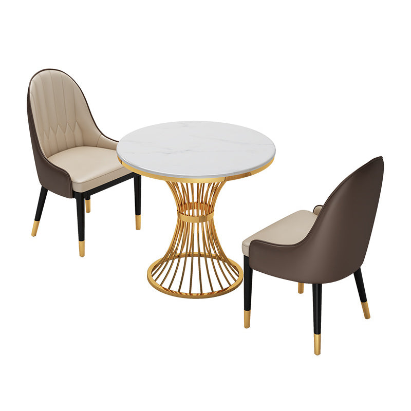 Scandinavian Sintered Stone Dining Room Set Standard Height with Gold Base Dining Furniture