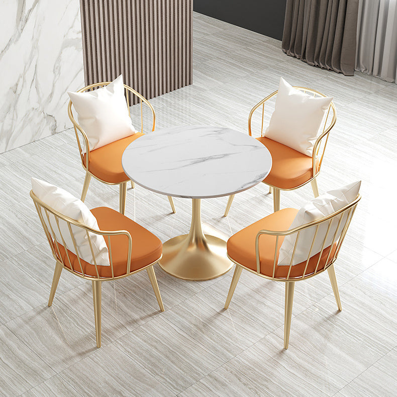 Glam Sintered Stone Dining Room Set with Gold Leg Dining Furniture for Home Use