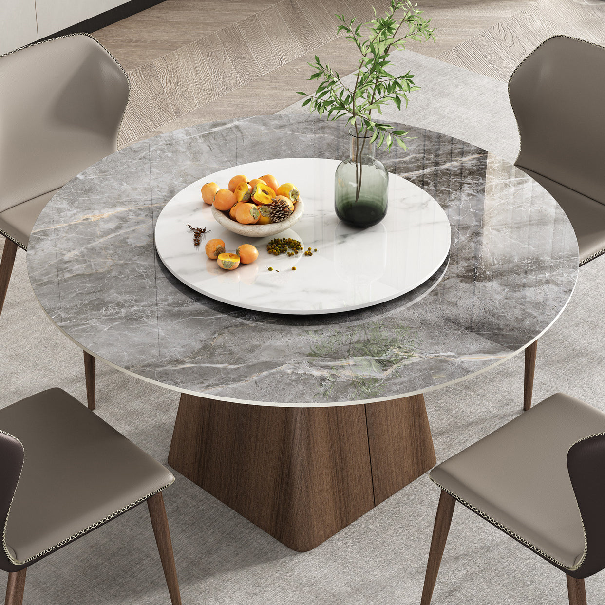 Contemporary Round Shape Dining Set Sintered Stone Top Dining Table Furniture for Restaurant