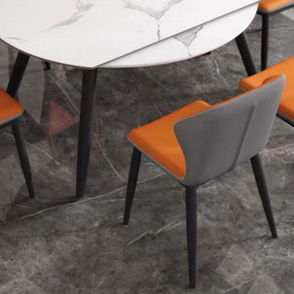 Round Standard Sintered Stone Top Dining Set with 4 Black Metallic Legs for Dining Furniture