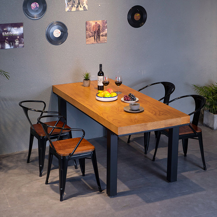Industrial Rectangle Shape Dinette Set Solid Wood Top Dining Table Furniture for Dining Room