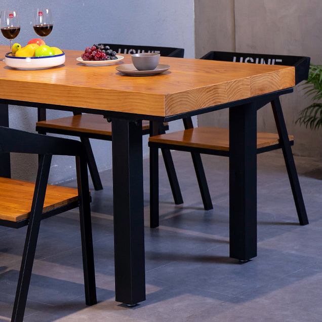 Industrial Rectangle Shape Dinette Set Solid Wood Top Dining Table Furniture for Dining Room