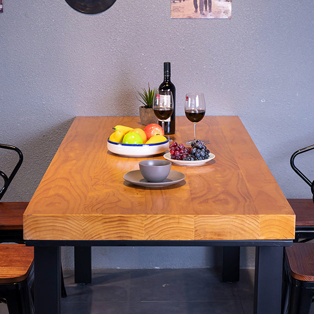 Industrial Rectangle Shape Dinette Set Solid Wood Top Dining Table Furniture for Dining Room