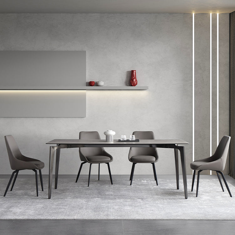 Tavolo da pranzo minimalista set metallo telaio grigio tavolo da pranzo rettangolare set con 4 gambe