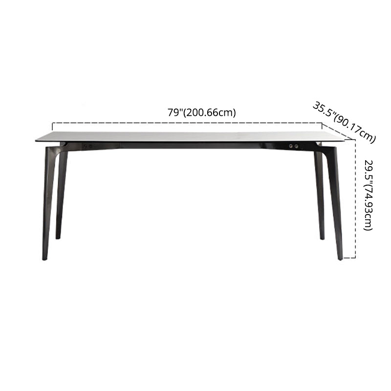 Tavolo da pranzo minimalista set metallo telaio grigio tavolo da pranzo rettangolare set con 4 gambe