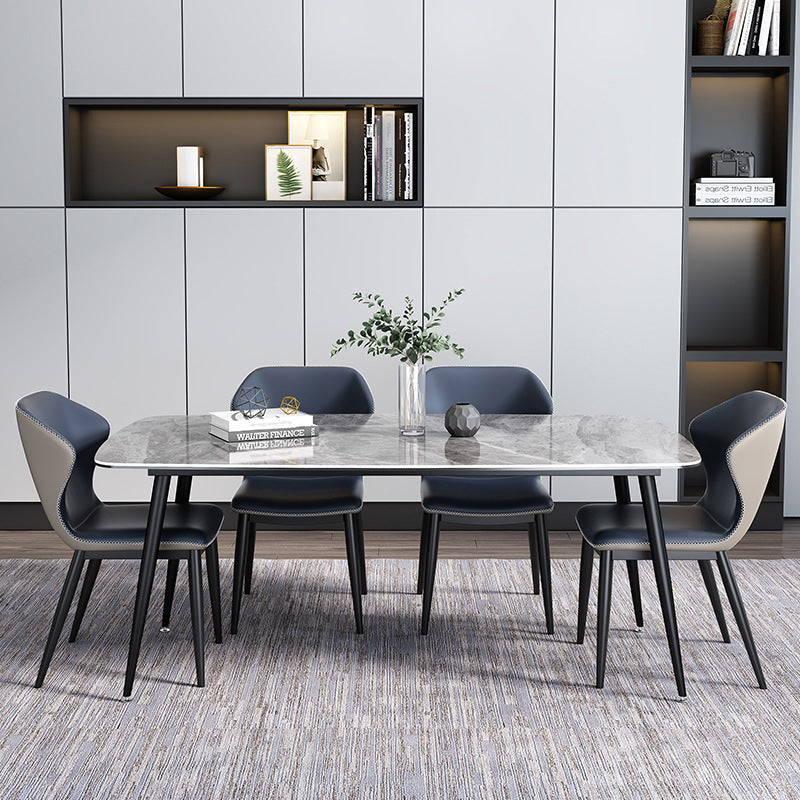 Modern Style Dining Room Set with Sintered Stone Dining Table and Upholstery Chairs