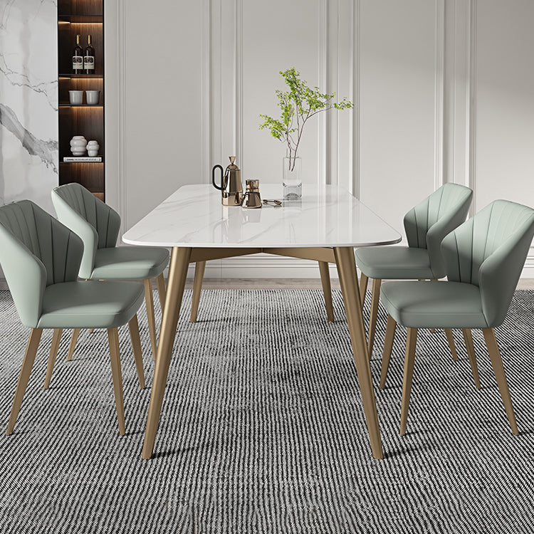 Contemporary Table Dining Set with Sintered Stone Table and Upholstered Chairs
