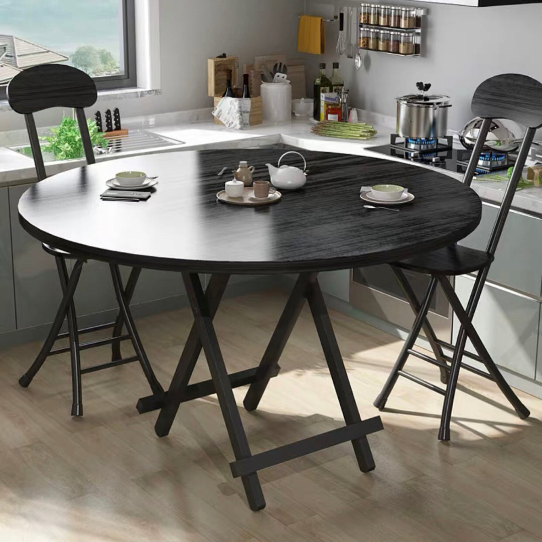 Standard Wooden Too Dining Table Set with Black Metallic Legs for Dining Furniture