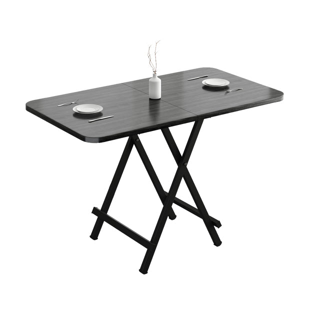 Modern Style Compact Wood Top Dining Set with 4 Black Metallic Legs Base for Dining Furniture
