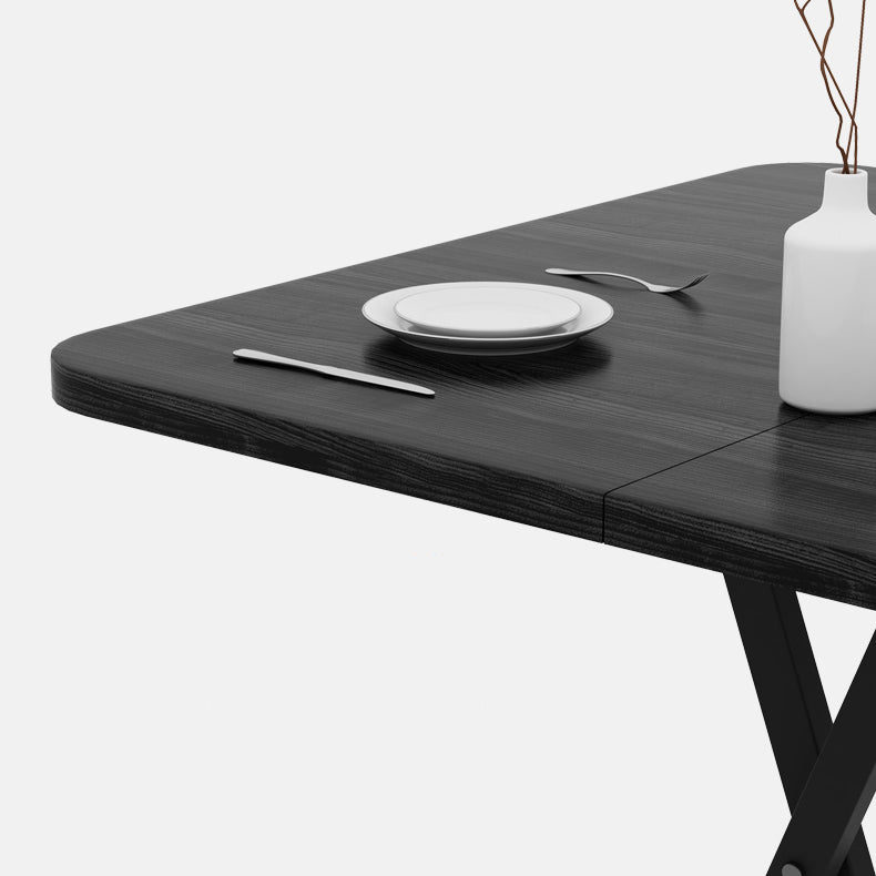 Modern Style Compact Wood Top Dining Set with 4 Black Metallic Legs Base for Dining Furniture