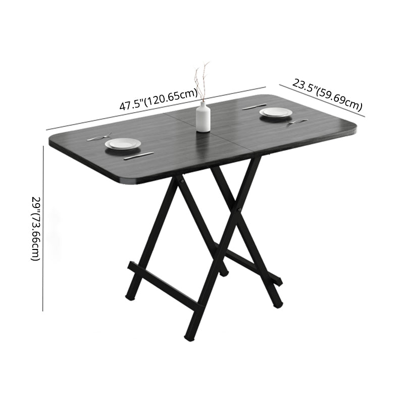 Modern Style Compact Wood Top Dining Set with 4 Black Metallic Legs Base for Dining Furniture