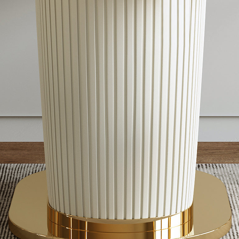 Glam Sintered Stone White Dining Room Set with Round Table Dining Table Furniture