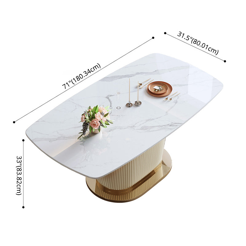 Glam Sintered Stone White Dining Room Set with Round Table Dining Table Furniture