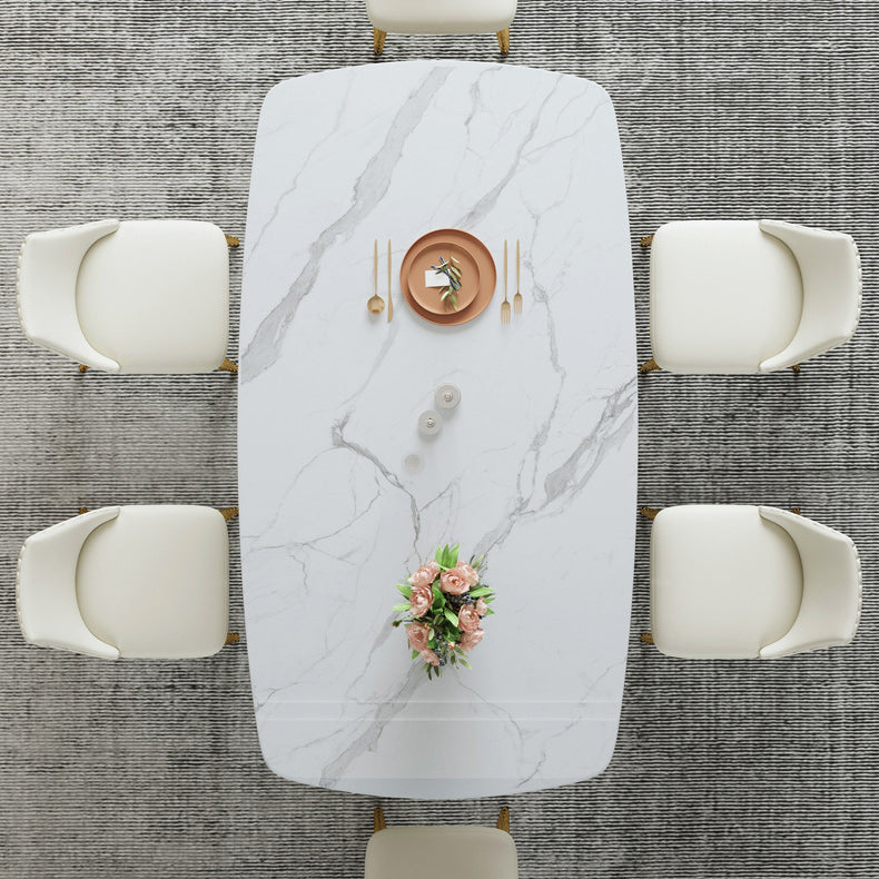 Glam Sintered Stone White Dining Room Set with Round Table Dining Table Furniture