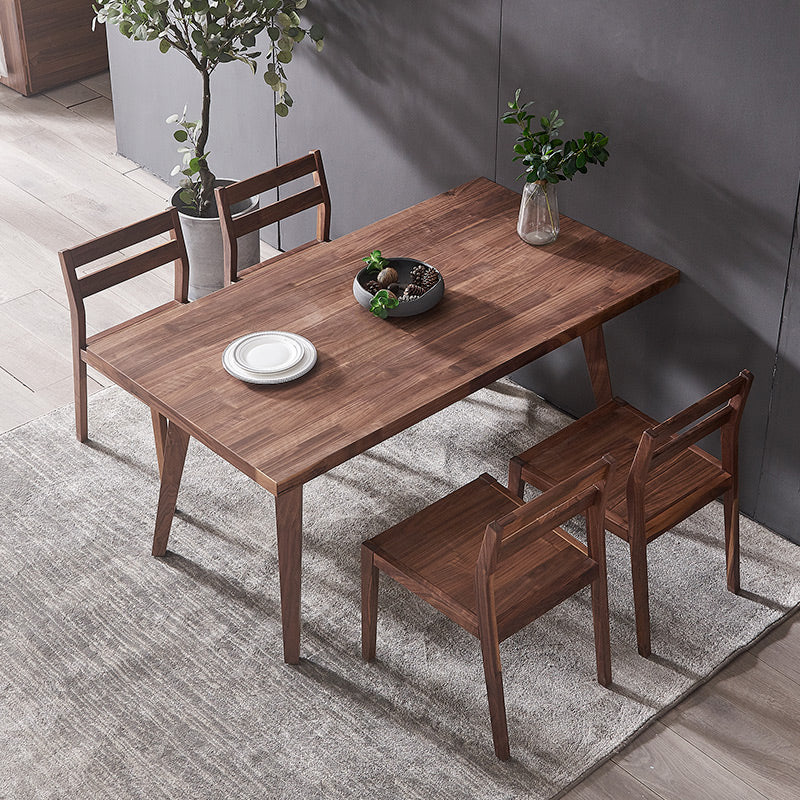 Juego de comedor de madera maciza de estilo tradicional con mesa de nogal y base de 4 patas