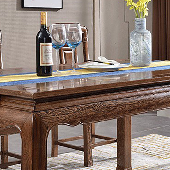 Estilo tradicional Juego de comedor de madera maciza con mesa de forma rectangular fija y base de 4 patas