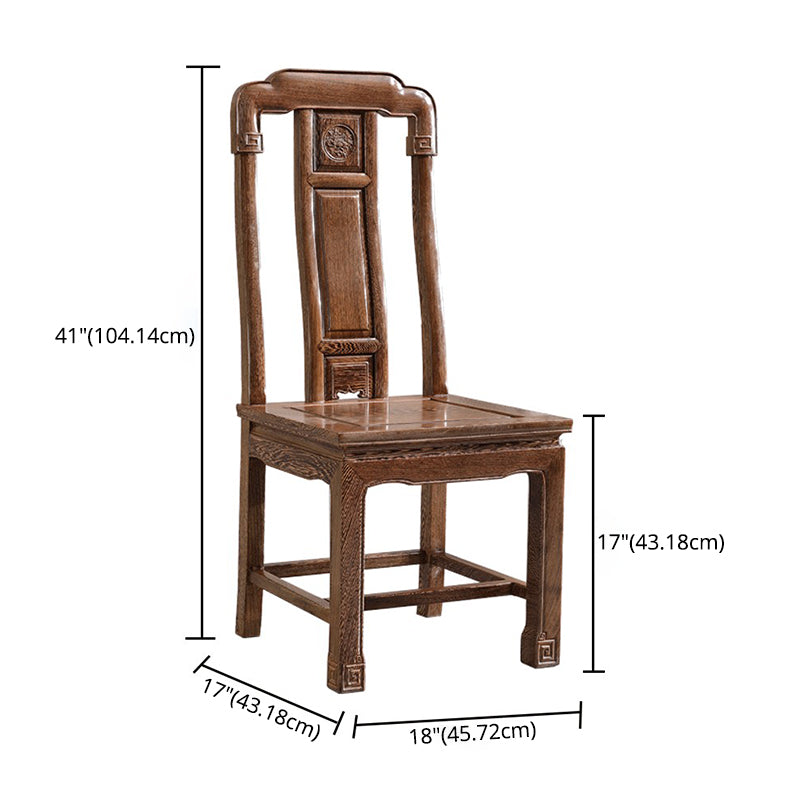 Estilo tradicional Juego de comedor de madera maciza con mesa de forma rectangular fija y base de 4 patas