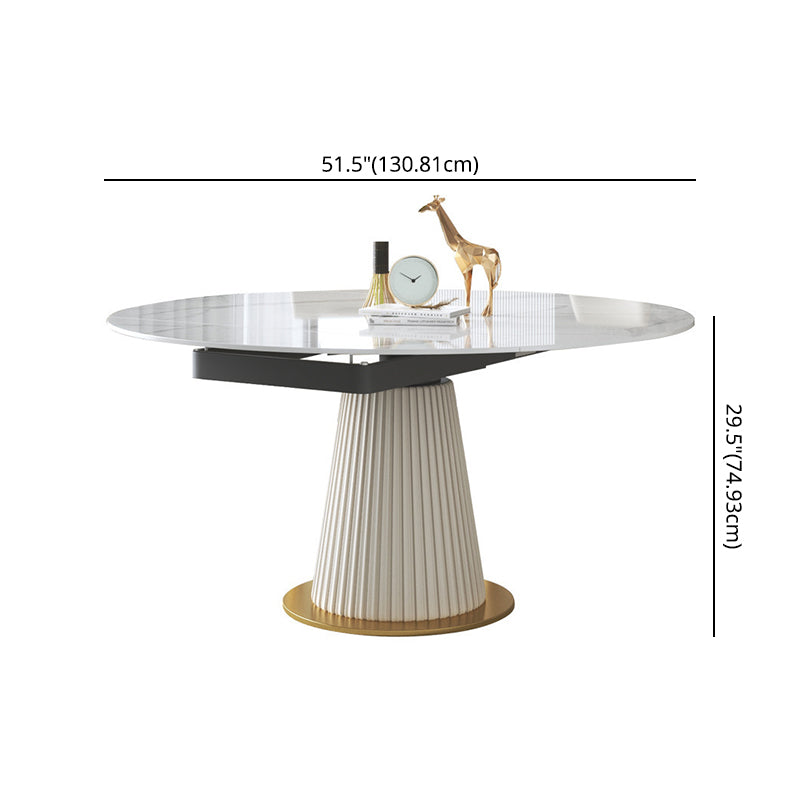 Glam Sintered Stone Dining Room Set with Round Table Space-Saving Design Dining Table Furniture