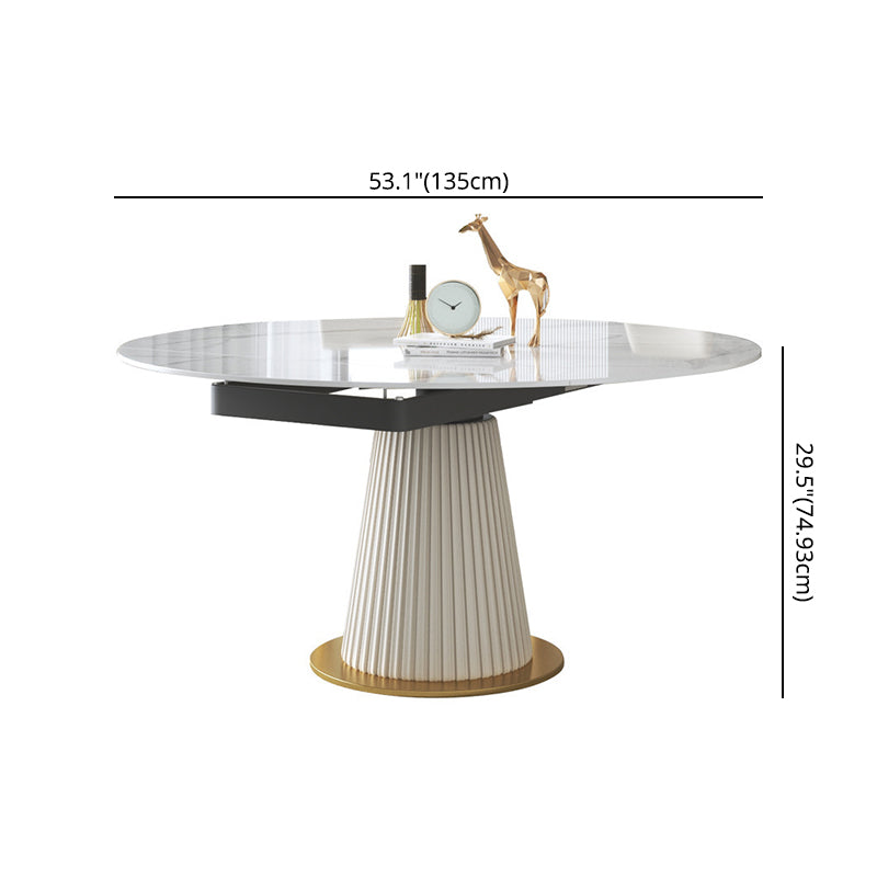 Glam Sintered Stone Dining Room Set with Round Table Space-Saving Design Dining Table Furniture