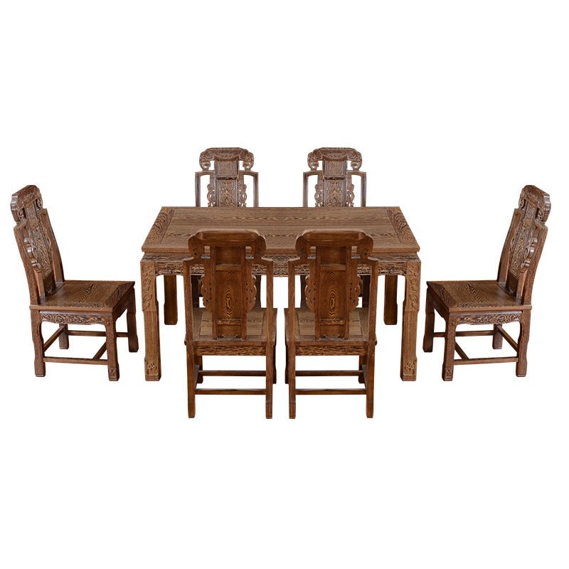 Traditional Style Solid Wood Dining Set with Fixed Table and 4 Legs Base for Home Use