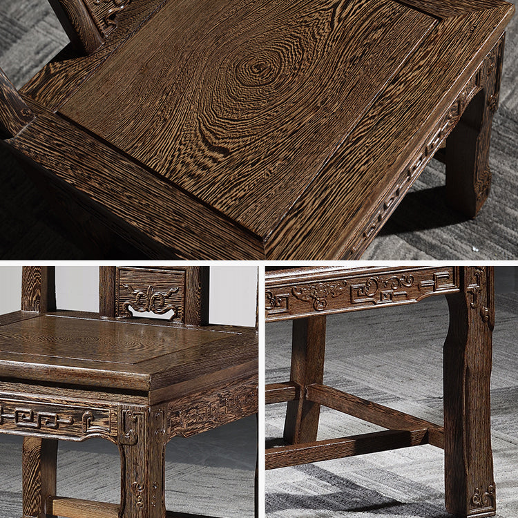 Traditional Style Solid Wood Dining Set with Fixed Table and 4 Legs Base for Home Use