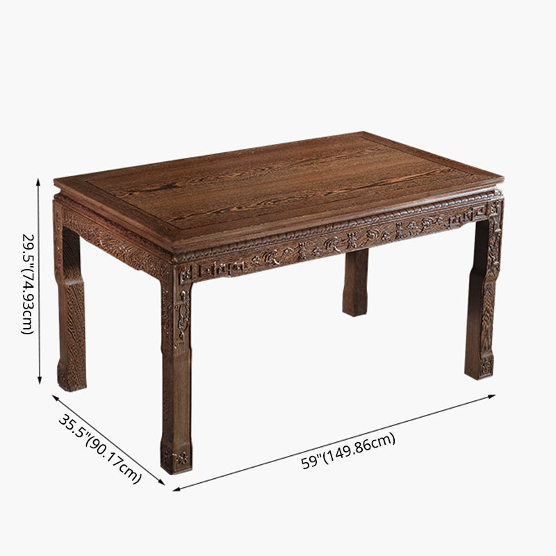 Traditional Style Solid Wood Dining Set with Fixed Table and 4 Legs Base for Home Use