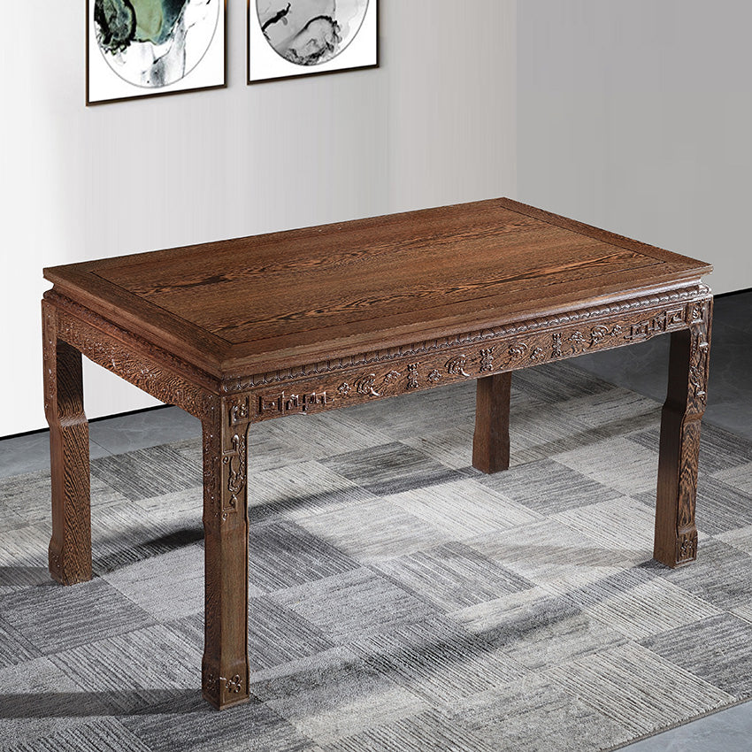 Traditional Style Solid Wood Dining Set with Fixed Table and 4 Legs Base for Home Use