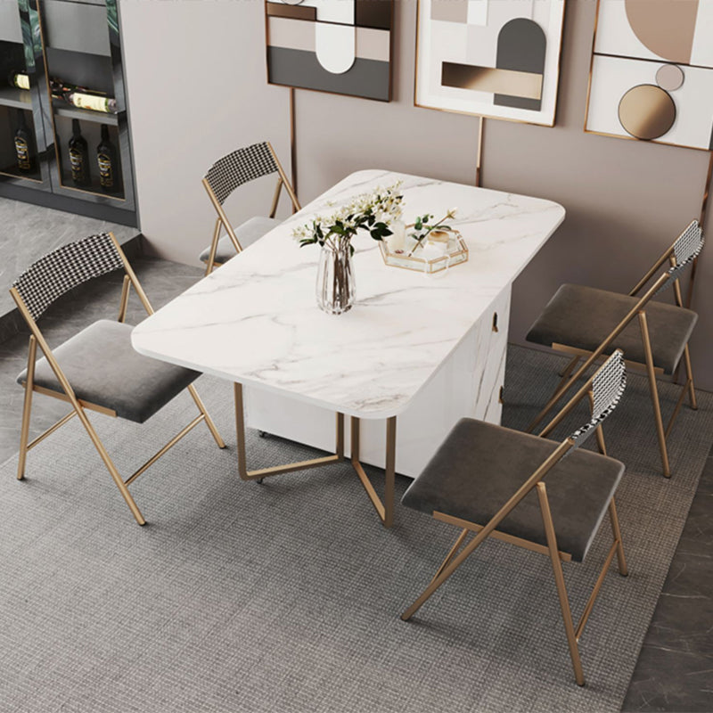 Modern Foldable Dining Room Set Standard Height with Gold Base Dining Furniture